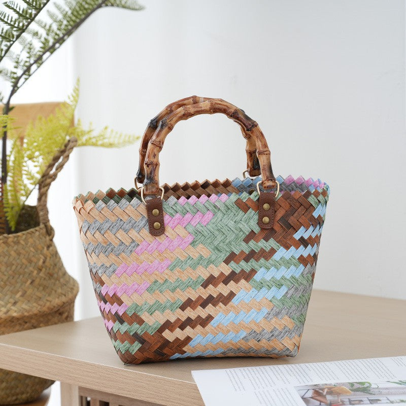 Bamboo Handle Bag Made of Braided Material Stornfield