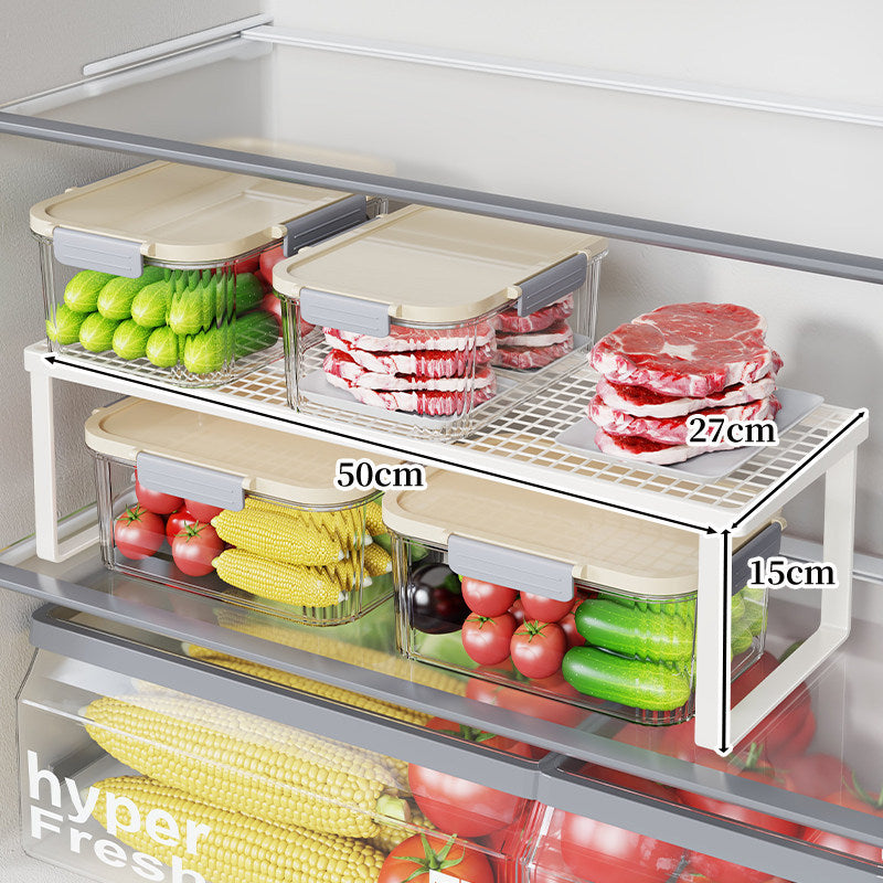 Refrigerator Mesh Shelf Riser Organizer with Open-Frame Legs