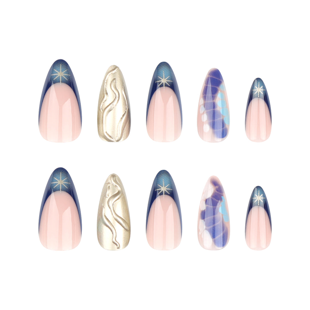 Artful stiletto nails with glitter and extraordinary design Stornfield