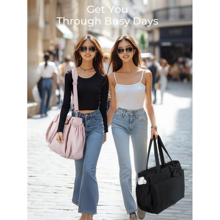 Fashionable tote bag with elegant bow appliqué Stornfield