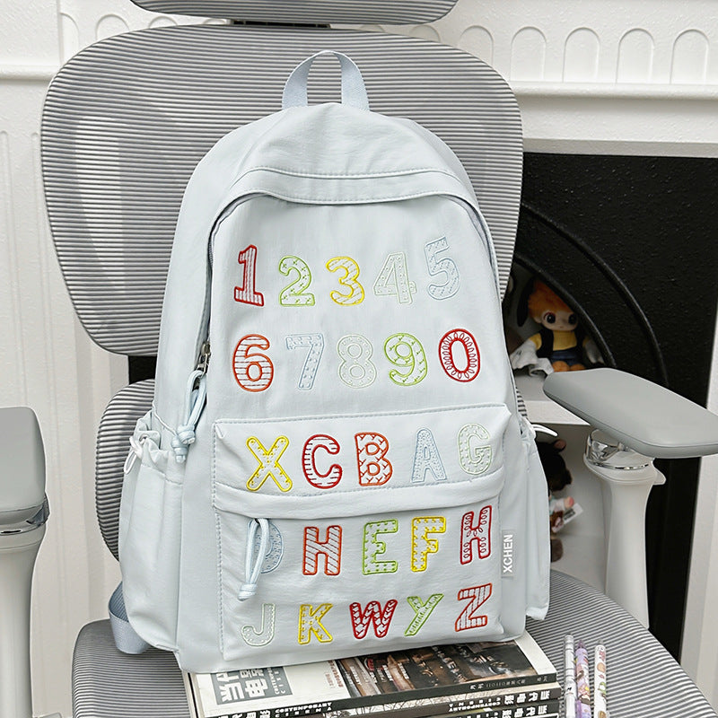 Playful Alphabet Embroidered Backpack