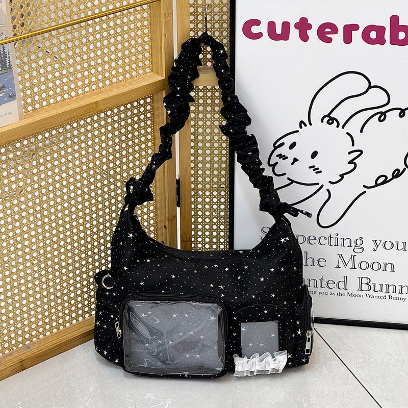 Star-Print Ruffle Strap Shoulder Bag Stornfield