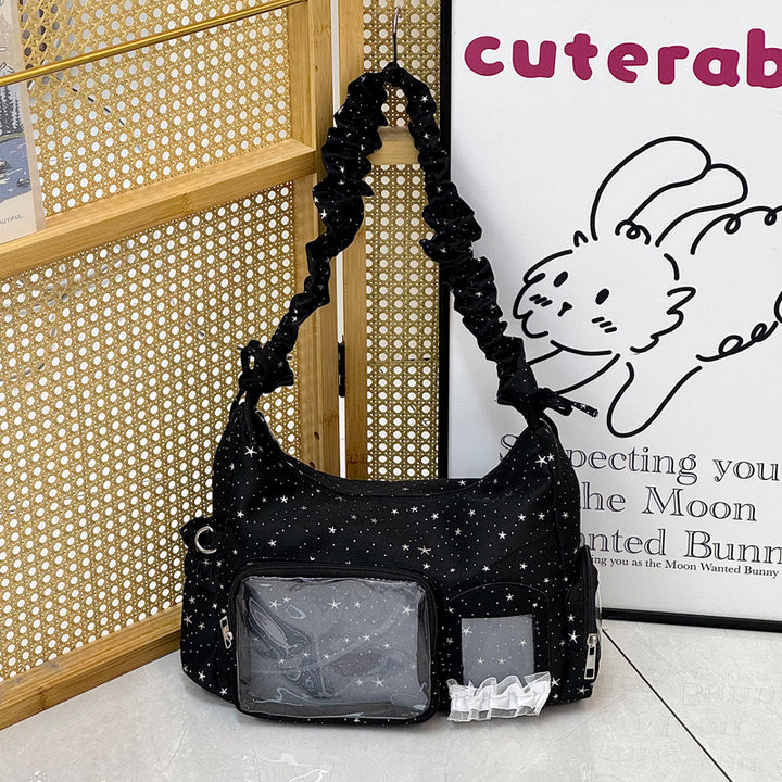 Star-Print Ruffle Strap Shoulder Bag Stornfield