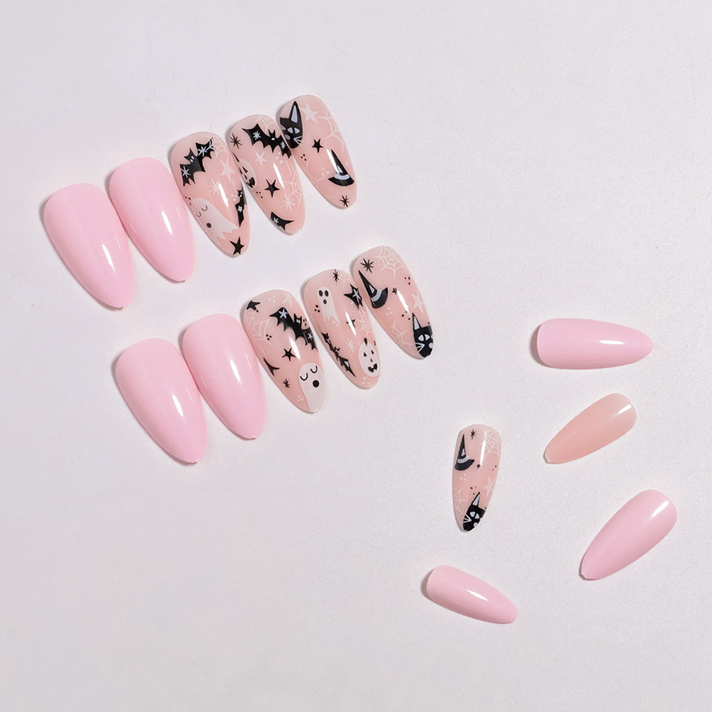 Artistic Halloween-Themed Press-On Nail Design Stornfield