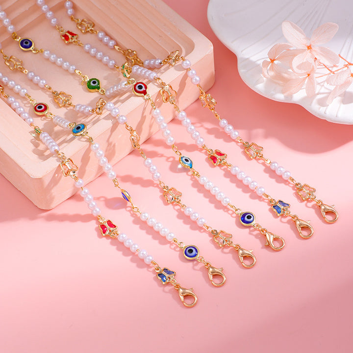 Pearl and Colorful Evil Eye Bracelet Stornfield