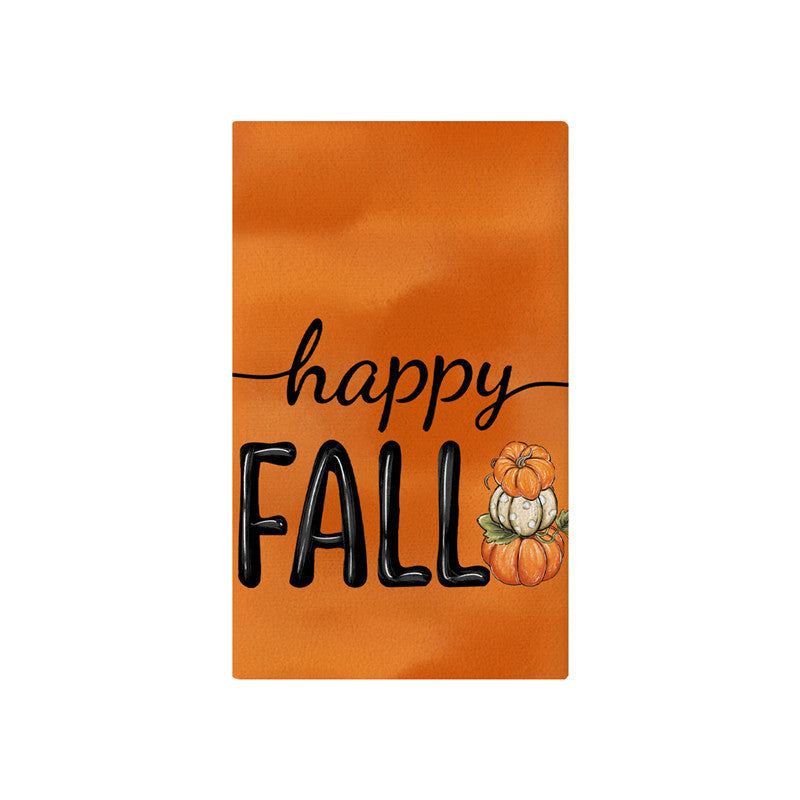 Vertical Buffalo Check Autumn Garden Banner with Painted Pumpkin Illustration