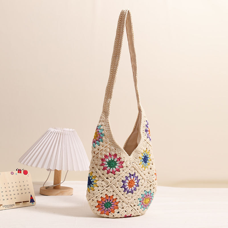 Handmade Crocheted Bag with Colorful Flower Design Stornfield