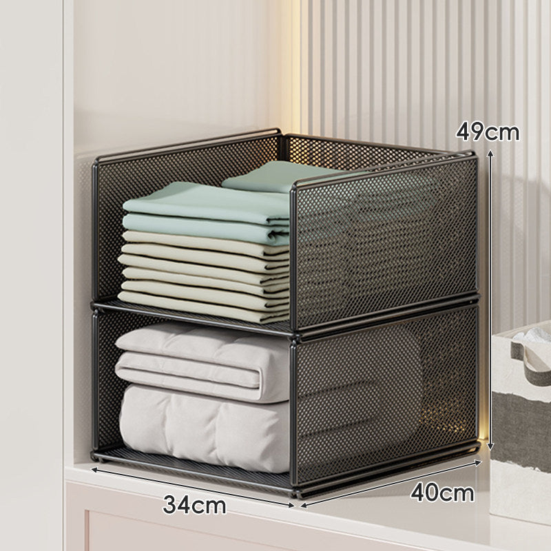 Stackable Metal Mesh Four Tier Closet Storage Drawer Organizer