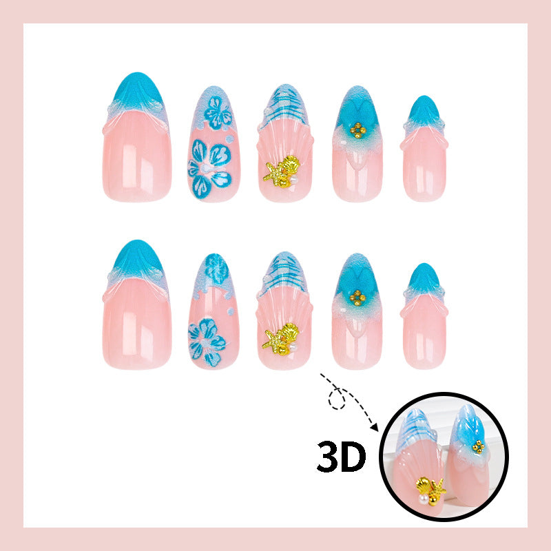 Fake nails set with elegant floral accents Stornfield