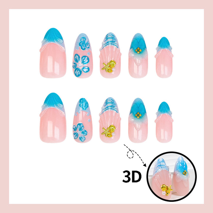 Fake nails set with elegant floral accents Stornfield