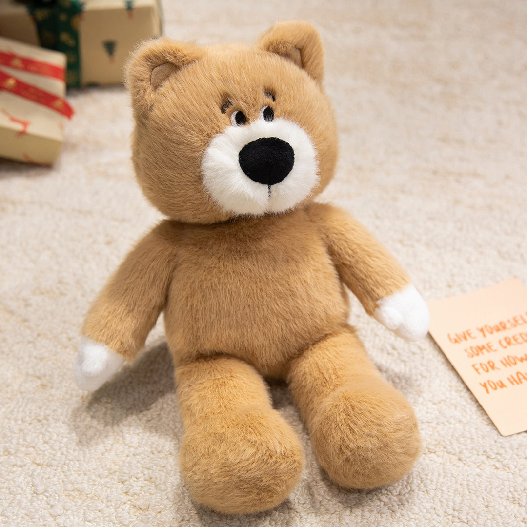 Classic Retro-Style Plush Bear Comforter with Round Snout & Contrasting Paw Tips Stornfield