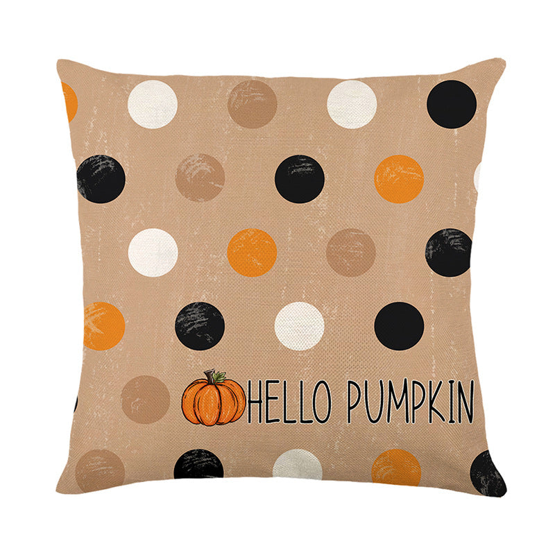 Decorative Throw Pillow Autumn Pumpkin Illustration with Thankful Script