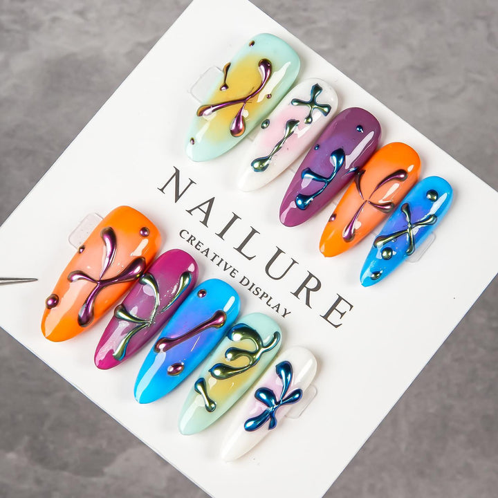 Artistic Press-On Nail Set with Unique Design