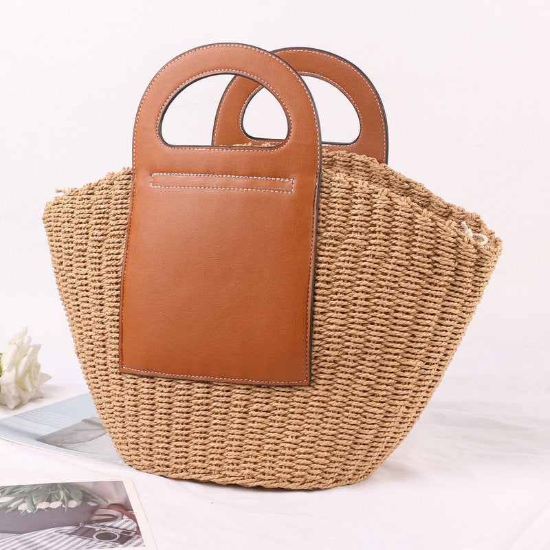 Handbag Made of High-Quality Raffia with Elegant Leather Accents Stornfield