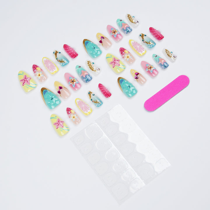 Colorful artificial nails with rhinestones Stornfield