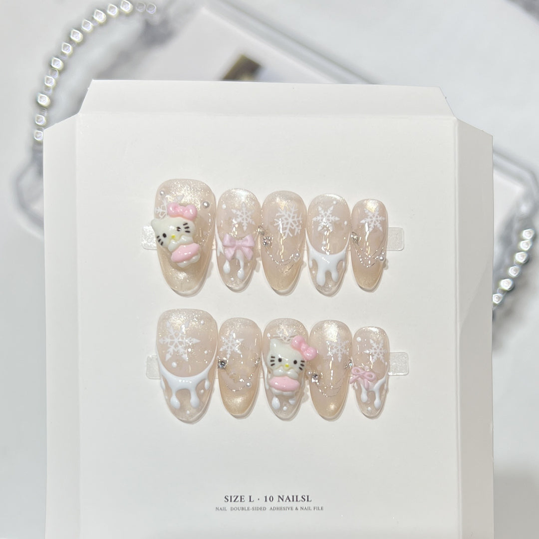 Glittery Press-On Nail Art Set with Snowflake Design Stornfield