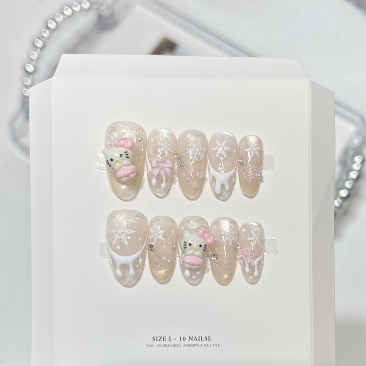 Glittery Press-On Nail Art Set with Snowflake Design Stornfield