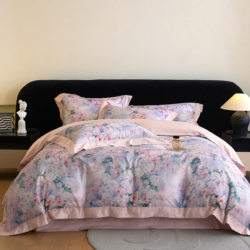 Luxury Floral Cotton Sateen Duvet Cover Set