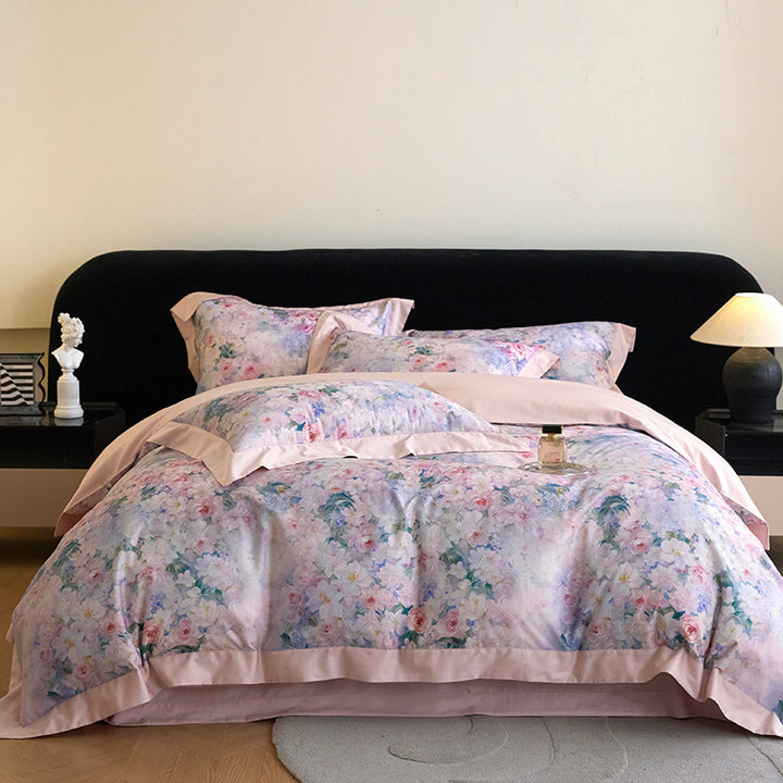Luxury Floral Cotton Sateen Duvet Cover Set