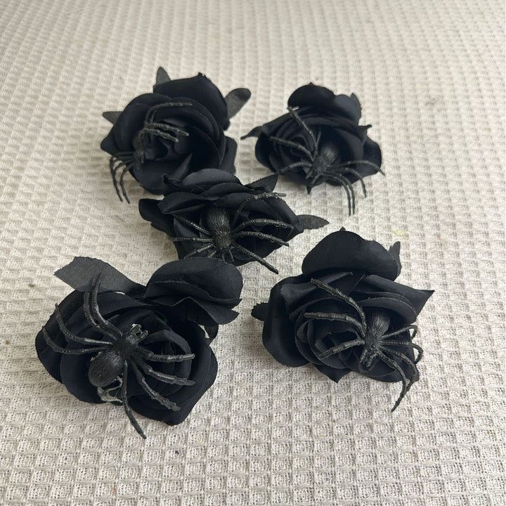 Set of delicate fabric rose hair clips for bridal and festive hairstyles