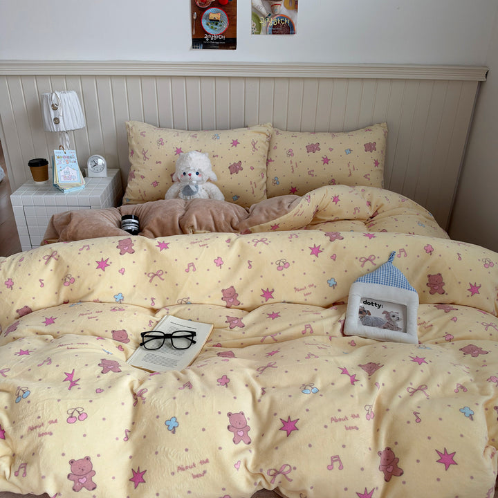Cute Themed Fleece Bedding Set