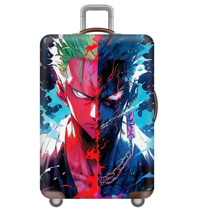 Unisex nan elastic motif suitcase cover made of stretchable polyester with handle and wheel openings Stornfield