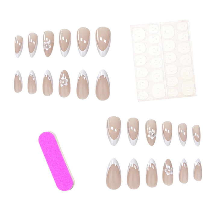 Elegant Floral French Tip Acrylic Nail Enhancements Stornfield