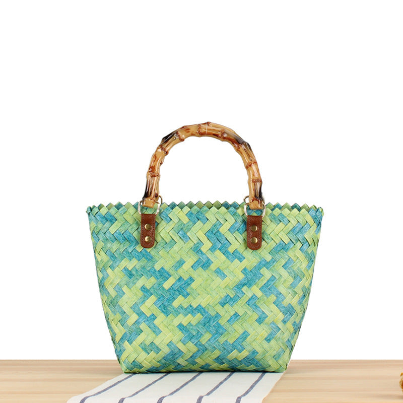 Elegant basket bag with bamboo handles Stornfield