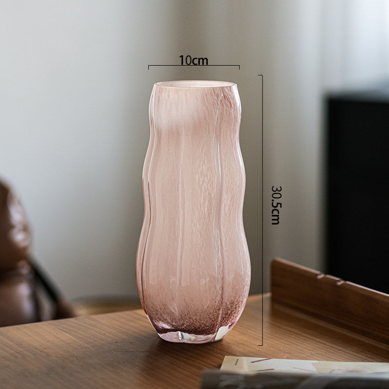 Handblown Textured Decorative Glass Vase with Organic Curved Silhouette Stornfield