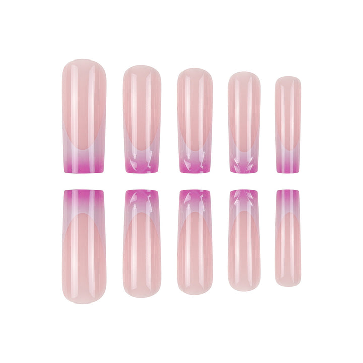 Elegant Long Acrylic Press-On Nail Set with Artistic Ombré Design Stornfield