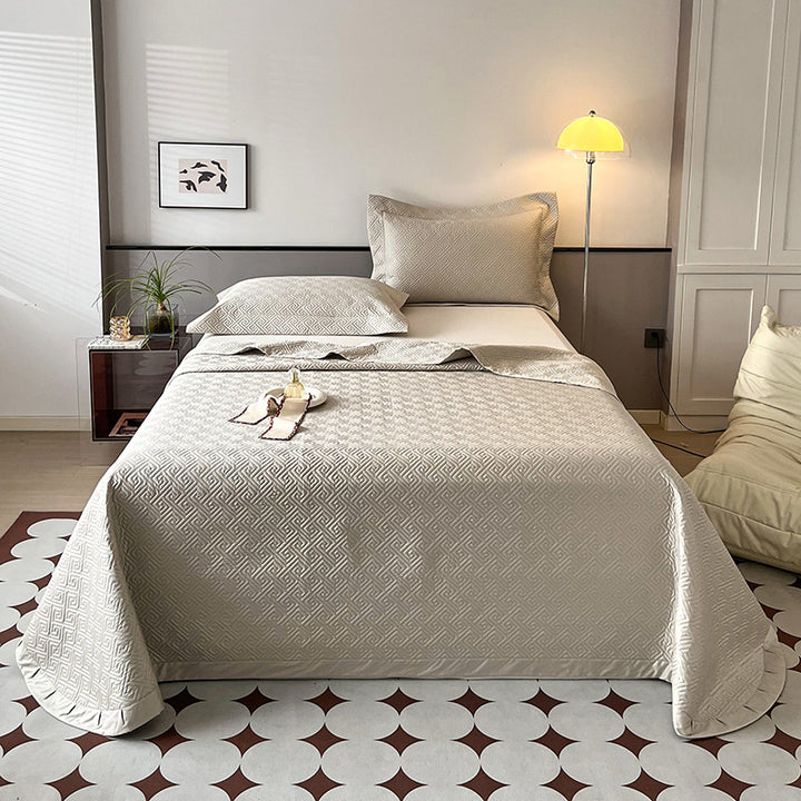 Quilted Reversible Duvet Cover Bedding Set with Embroidered Corner Shams
