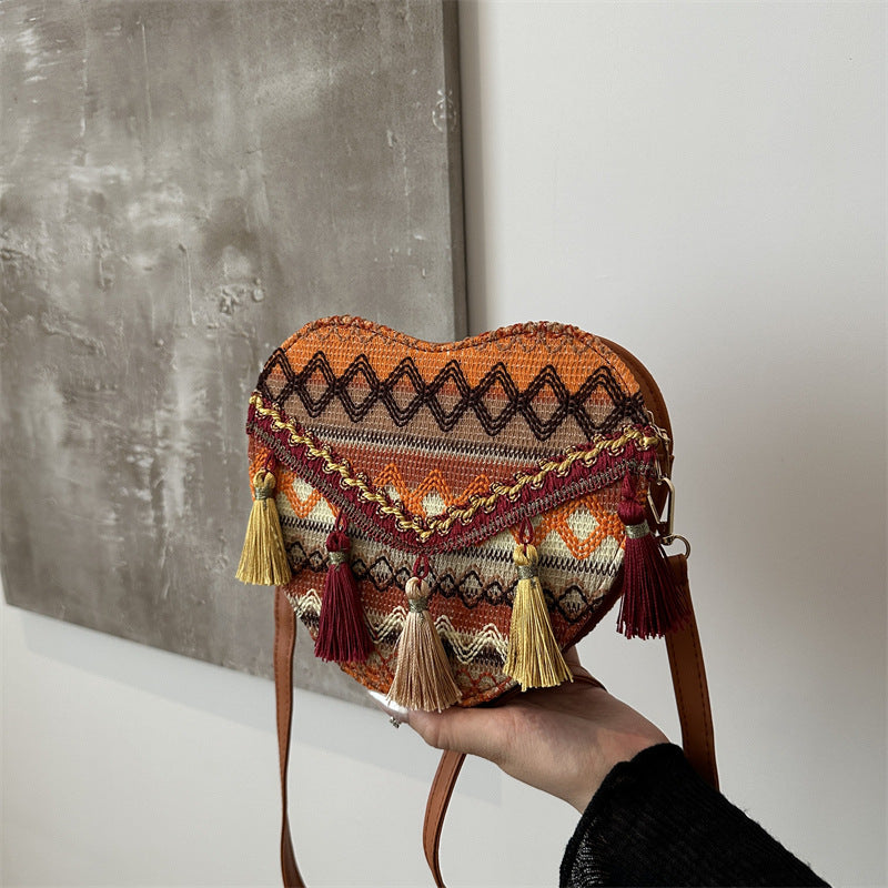 Heart-Shaped Handcrafted Crossbody Bag