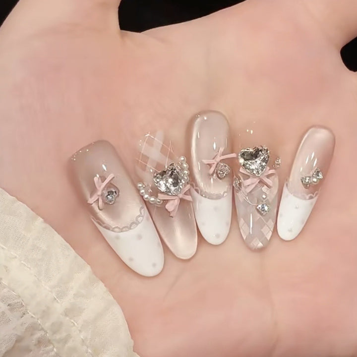 Decorative Bow Accent Press-On Nail Art Set Stornfield