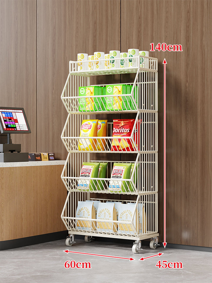 Three-Tier Mobile Wire Basket Organizer Cart