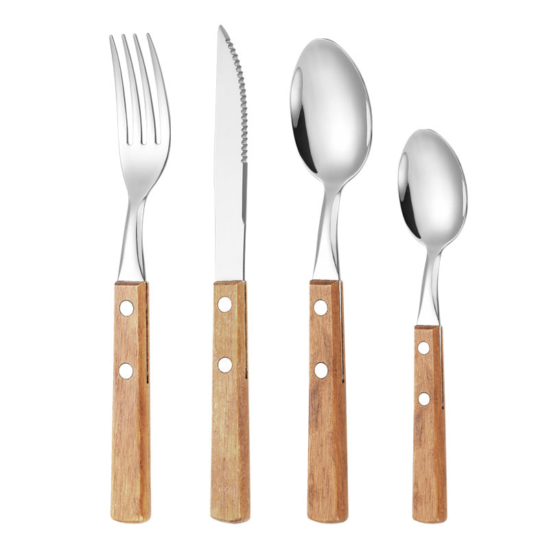 Dessert spoon with ergonomic wooden handle Stornfield