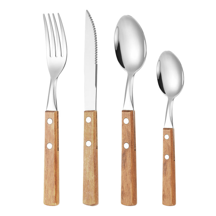 Dessert spoon with ergonomic wooden handle Stornfield
