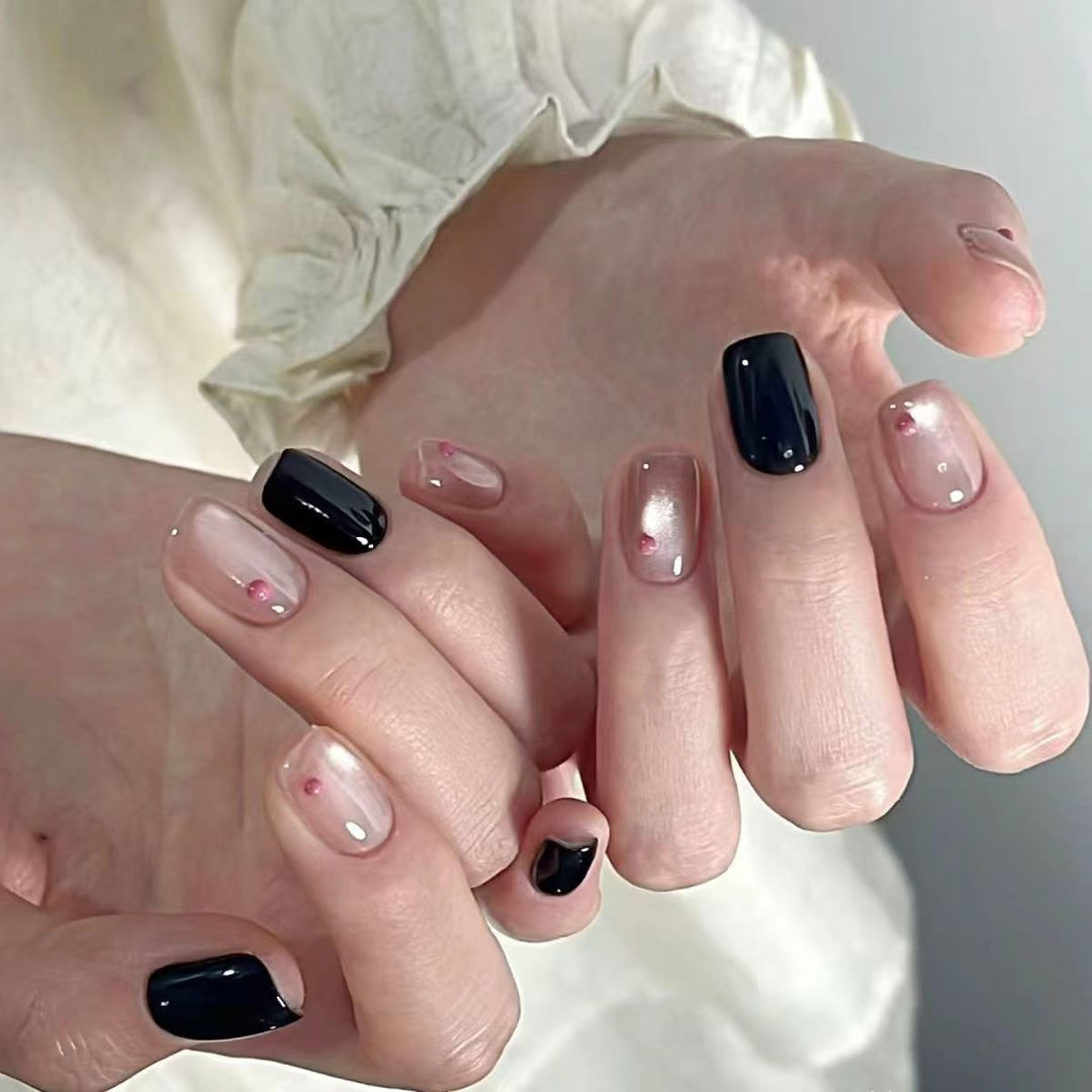 Artificial nails in elegant black-pink design Stornfield