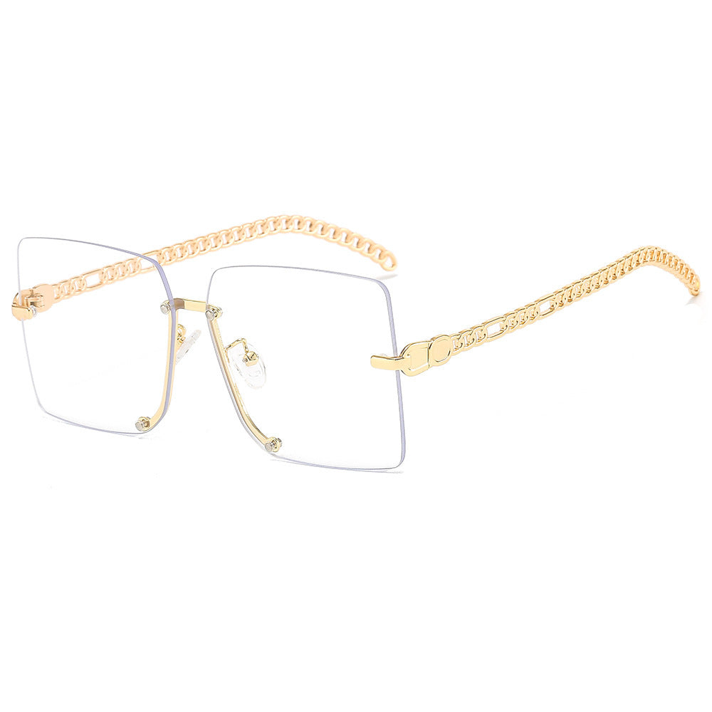 Women's fashionable sunglasses with luxurious chain arm and rectangular frame Stornfield