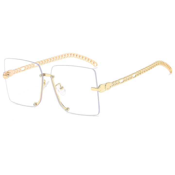 Women's fashionable sunglasses with luxurious chain arm and rectangular frame Stornfield