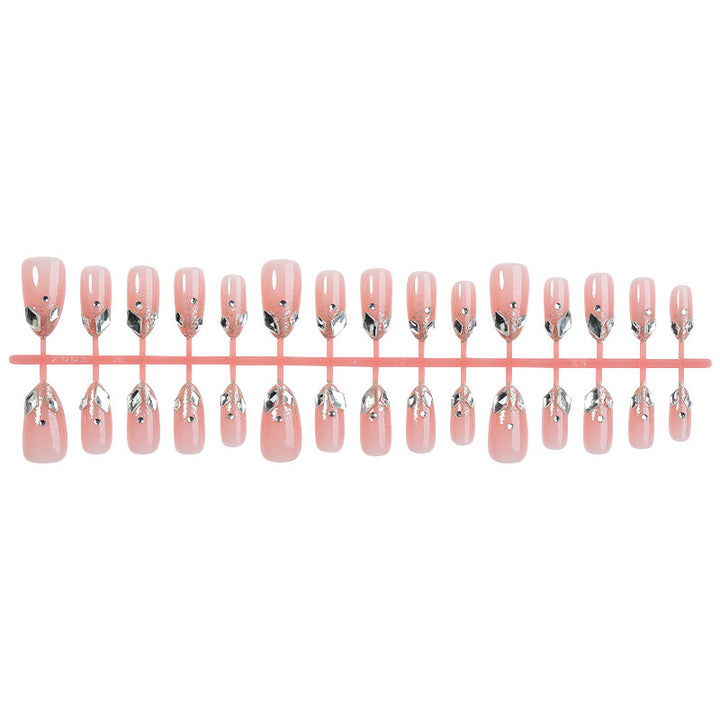 Decorative Press-On Nail Set with Elegant Silver Accents Stornfield