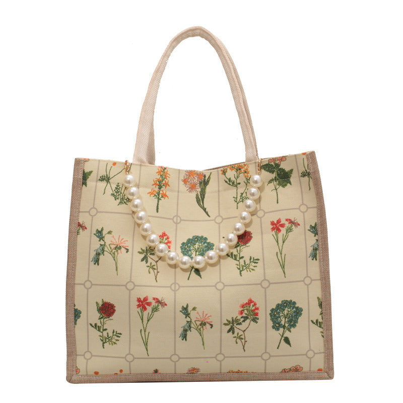 Embroidered Floral Patterned Tote Bag