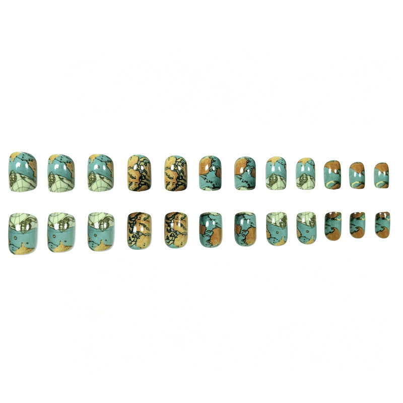 Artistic Map-Inspired Nail Art Stornfield