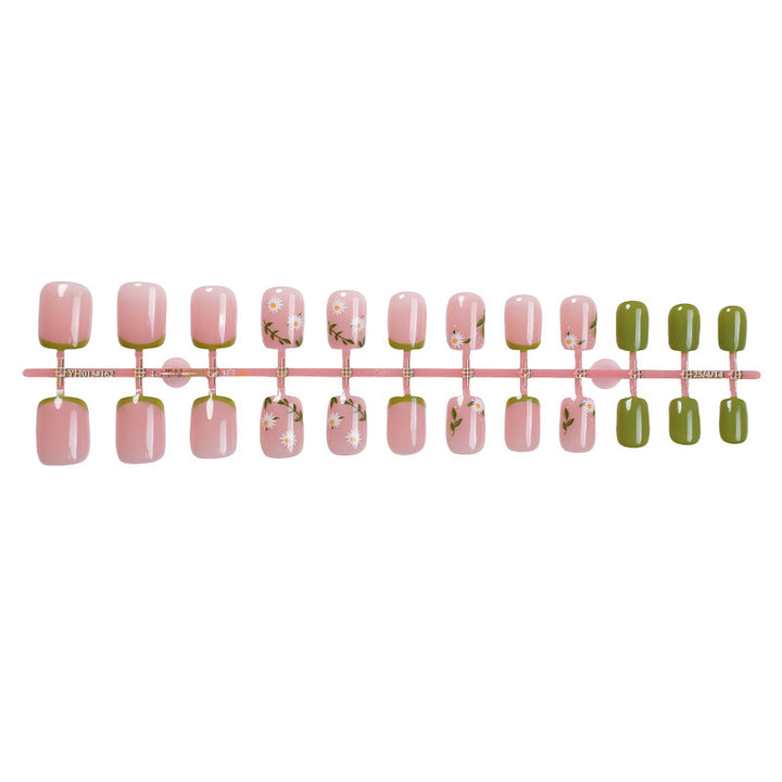 Decorative Press-On Nail Art Set with Botanical Accents Stornfield