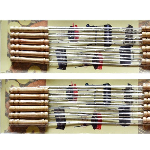 Stainless Steel BBQ Skewer Set with Dual Prong Blades and Ergonomic Wooden Handles Stornfield