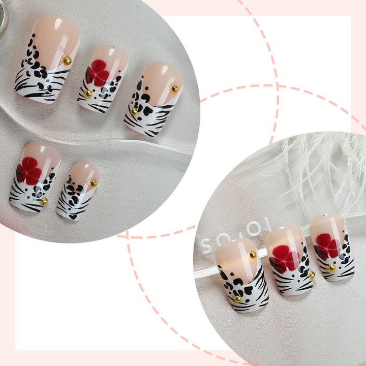 Creative Art Press-On Nail Set with Floral and Zebra Designs Stornfield