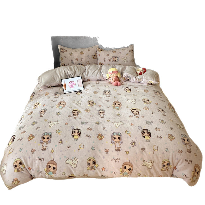 Children's Plush Reversible Teddy Patchwork Comforter Bed Set