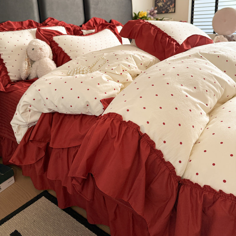 Vintage Floral Ruffled Duvet Cover Set