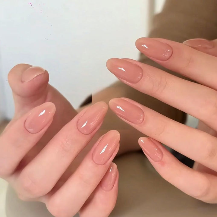 Elegant Almond Shaped Glossy Nail Enhancements