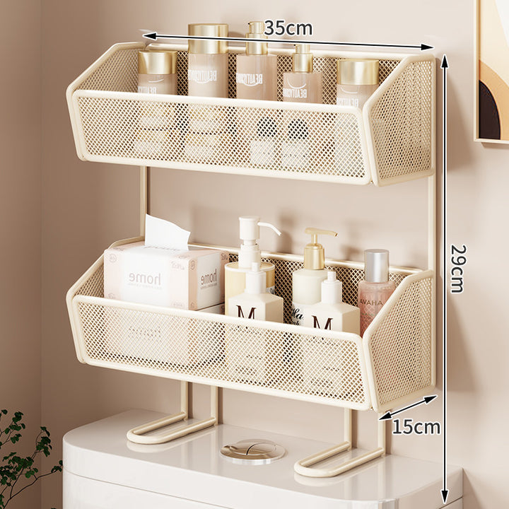 Two-Tier Mesh Countertop Vanity Organizer Shelf with Elevated Support Legs