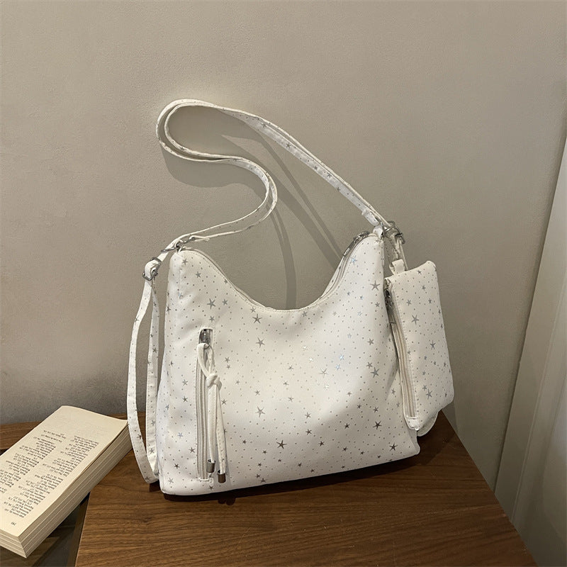 Star-Embellished Hobo Handbag